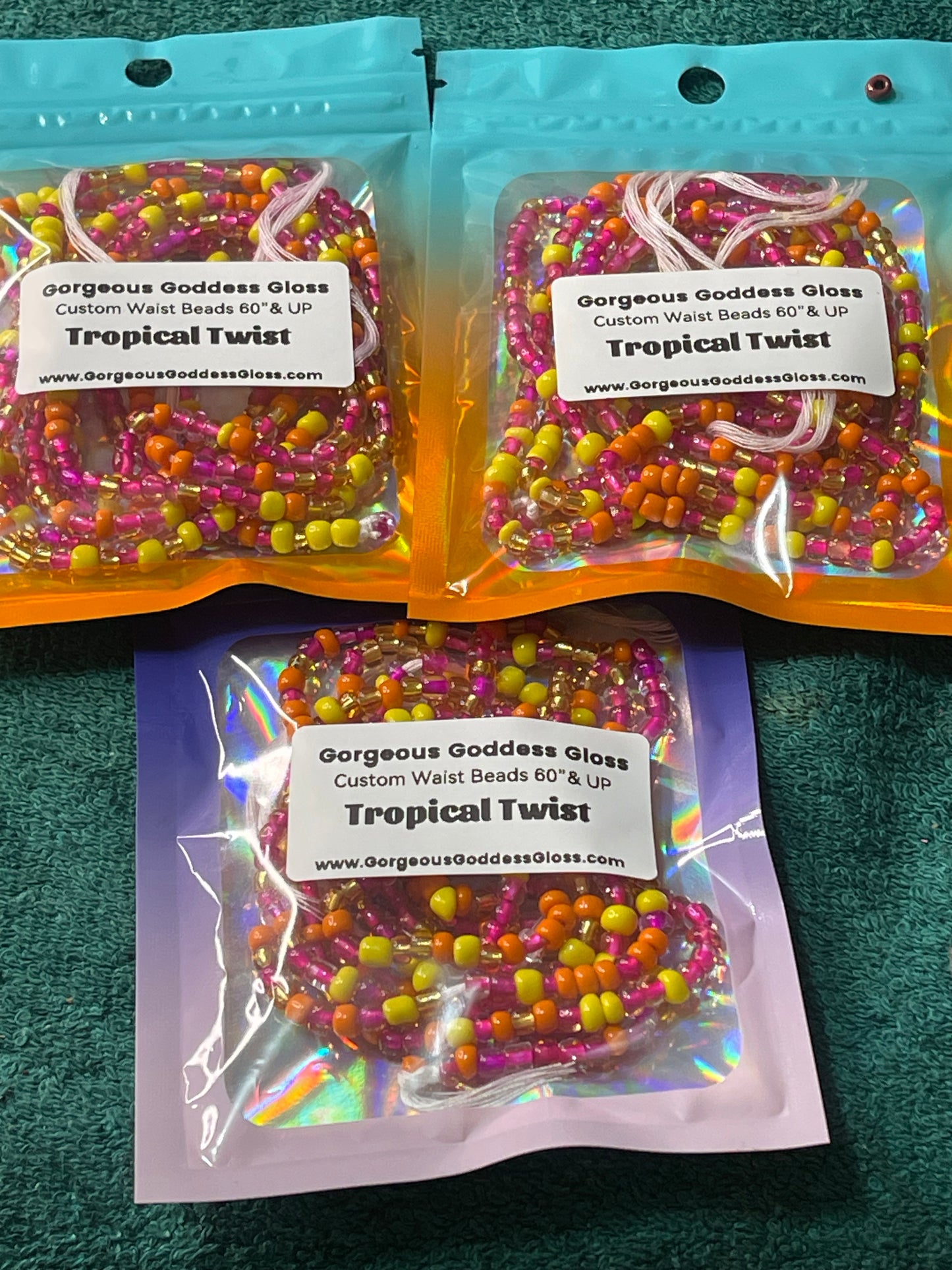 Tropical Twist  custom Waist-bead Tie on waist beads(Add 4 one will be FREE )