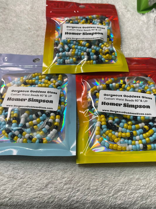 Homer Simpson ￼ custom Waist-bead Tie on waist beads(Add 4 one will be FREE )