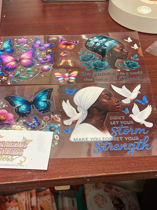 Black Queen Empowerment  Mixes UV DTF cup wrap