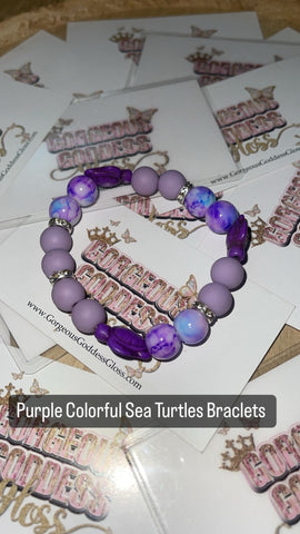Purple Colorful Sea Turtles Braclets