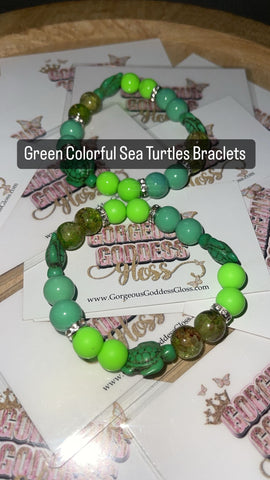 Green Colorful Sea Turtles Braclets