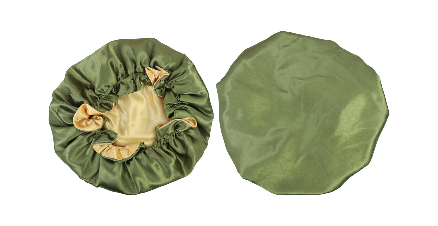 Olive Reversible Silk  Bonnet