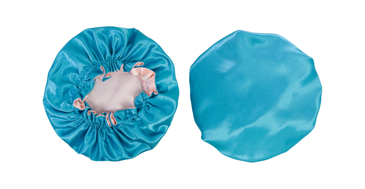 Sky Blue / Light Pink  Reversible Silk  Bonnet