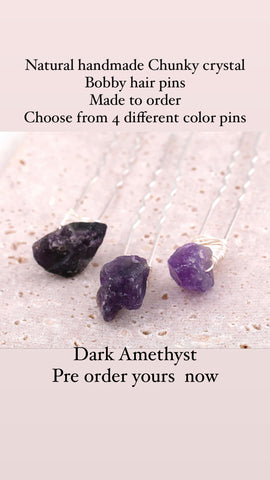 Dark Amethyst  Crystal Bobby  Hair Pin