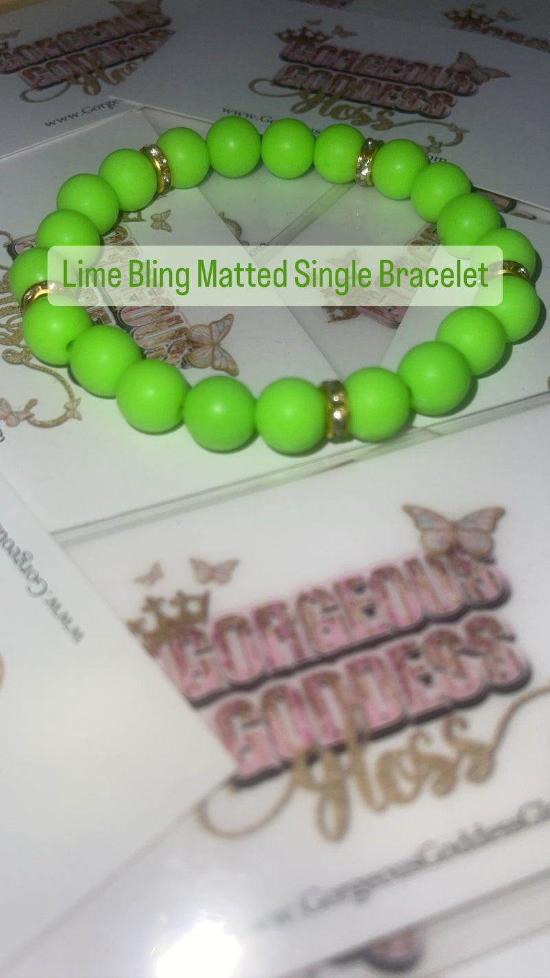Lime Bling Single Matted Bracelet