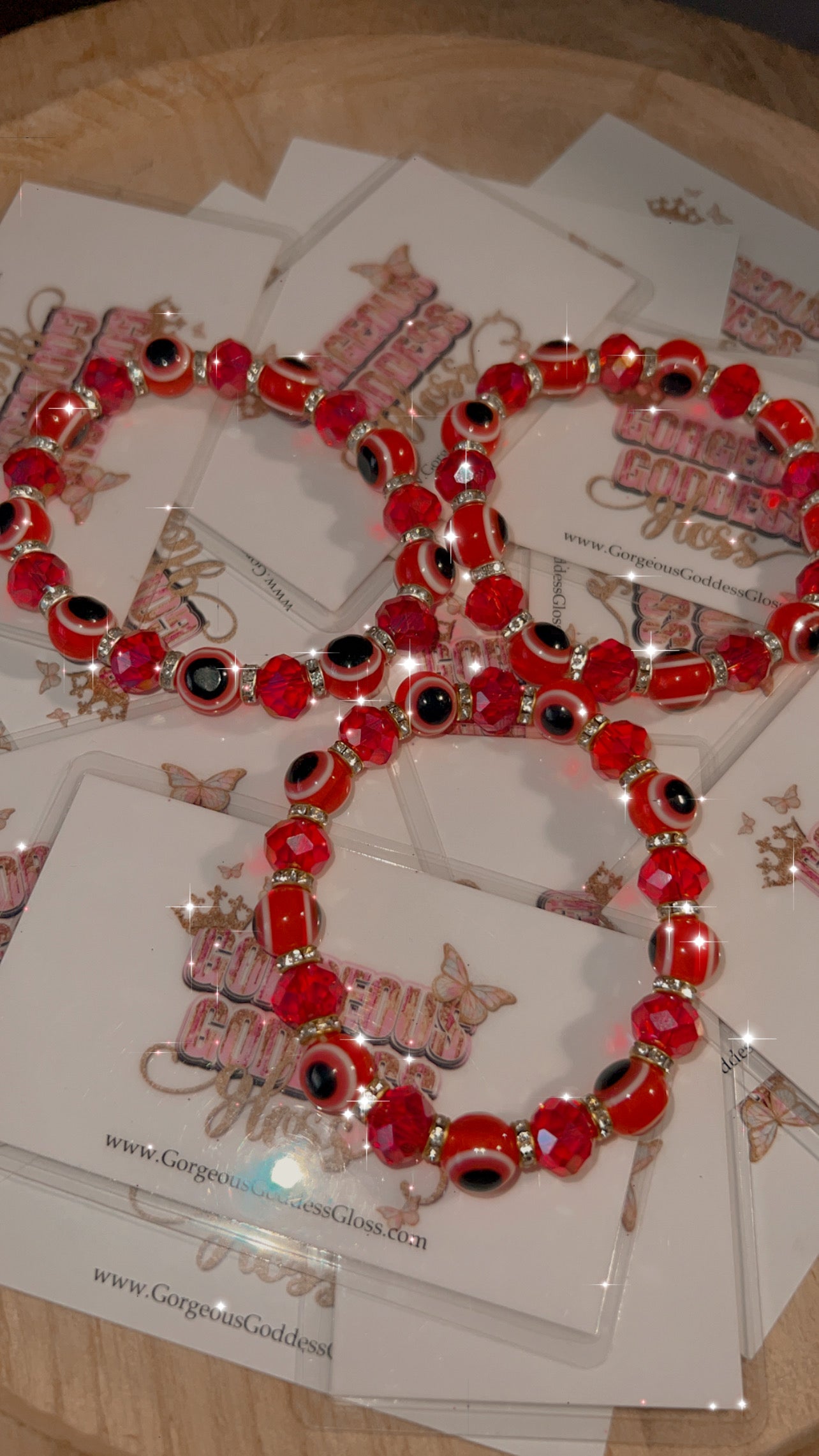 Big Red Evil Eye Single  Beaded Bracelet