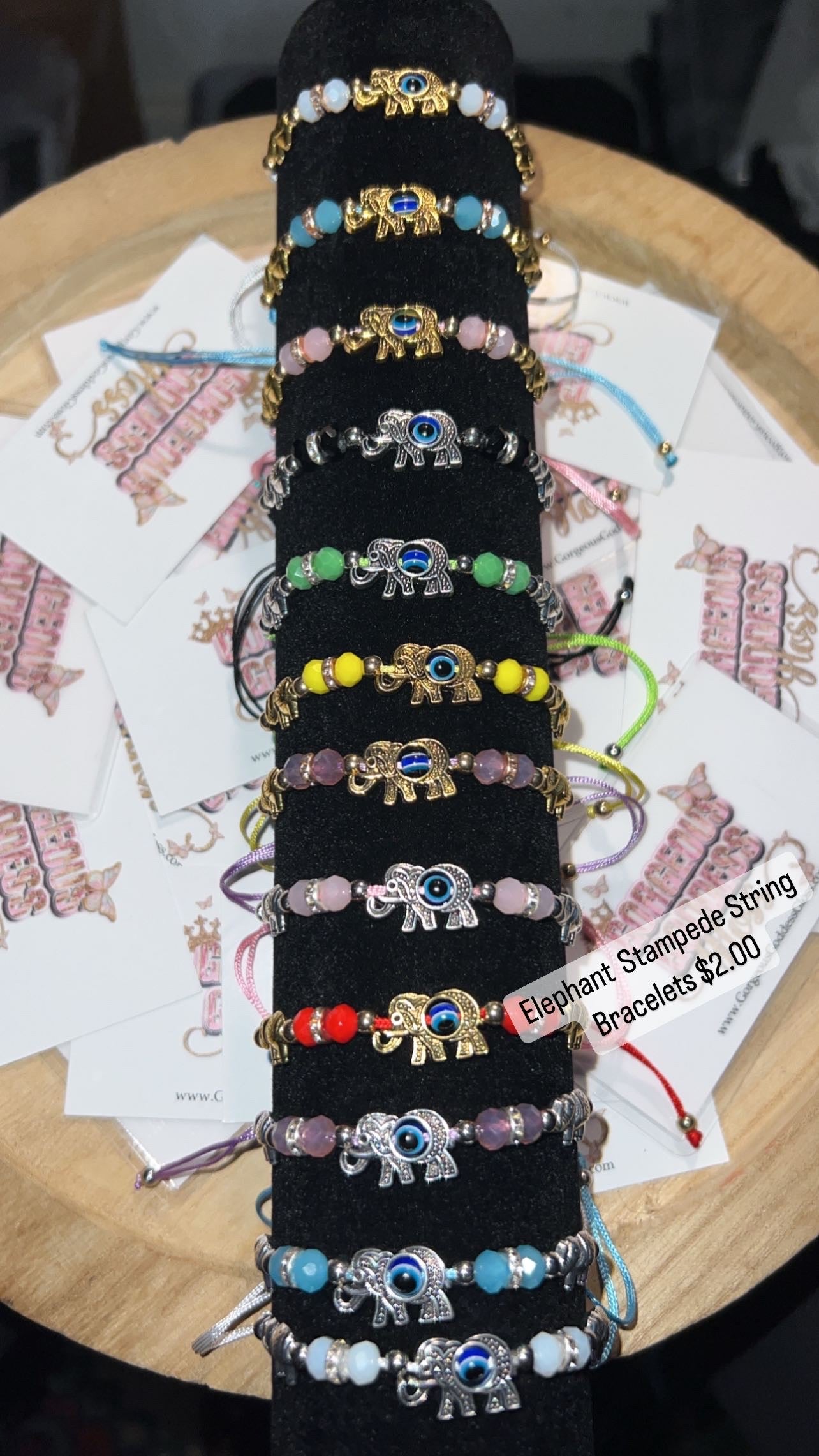 Elephant  Stampede Evil Eye string Bracelet