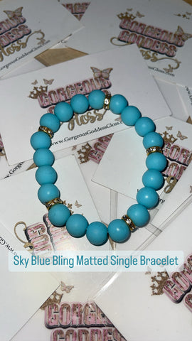 Sky Blue Bling Single Matted Bracelet