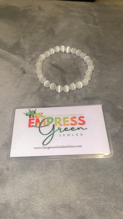 Rainbow Cat Eye Selenite Single Bracelet