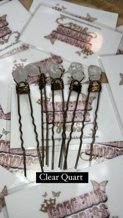 Clear Quarts  Crystal Bobby  Hair Pin