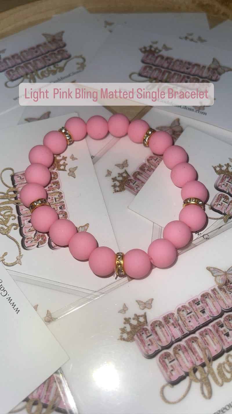 Light Pink  Bling Single Matted Bracelet