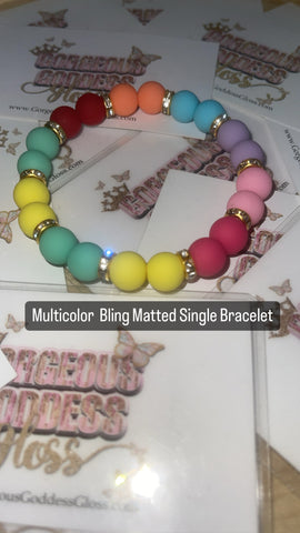Multicolor  Bling Single Matted Bracelet