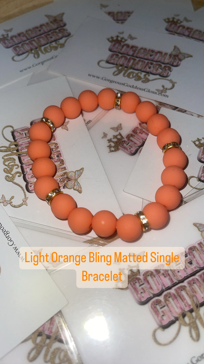 Light Orange Bling Single Matted Bracelet