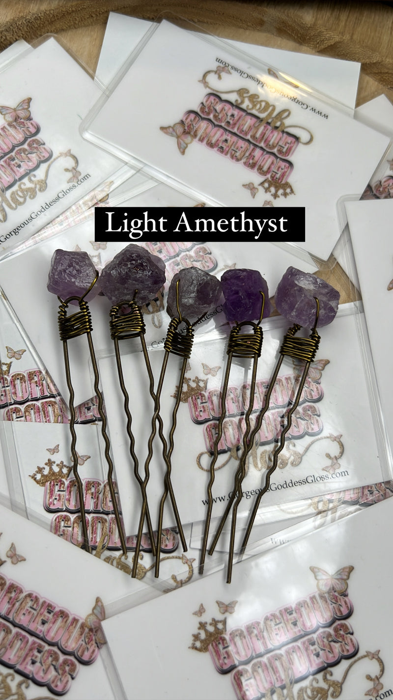Light  Amethyst  Crystal Bobby  Hair Pin