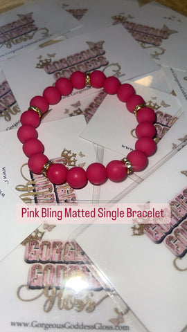 Pink Bling Single Matted Bracelet