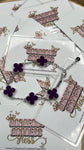Silver &  Dark Purple Dainty Four Leaf Clover 🍀 Charm Clasp Bracelet