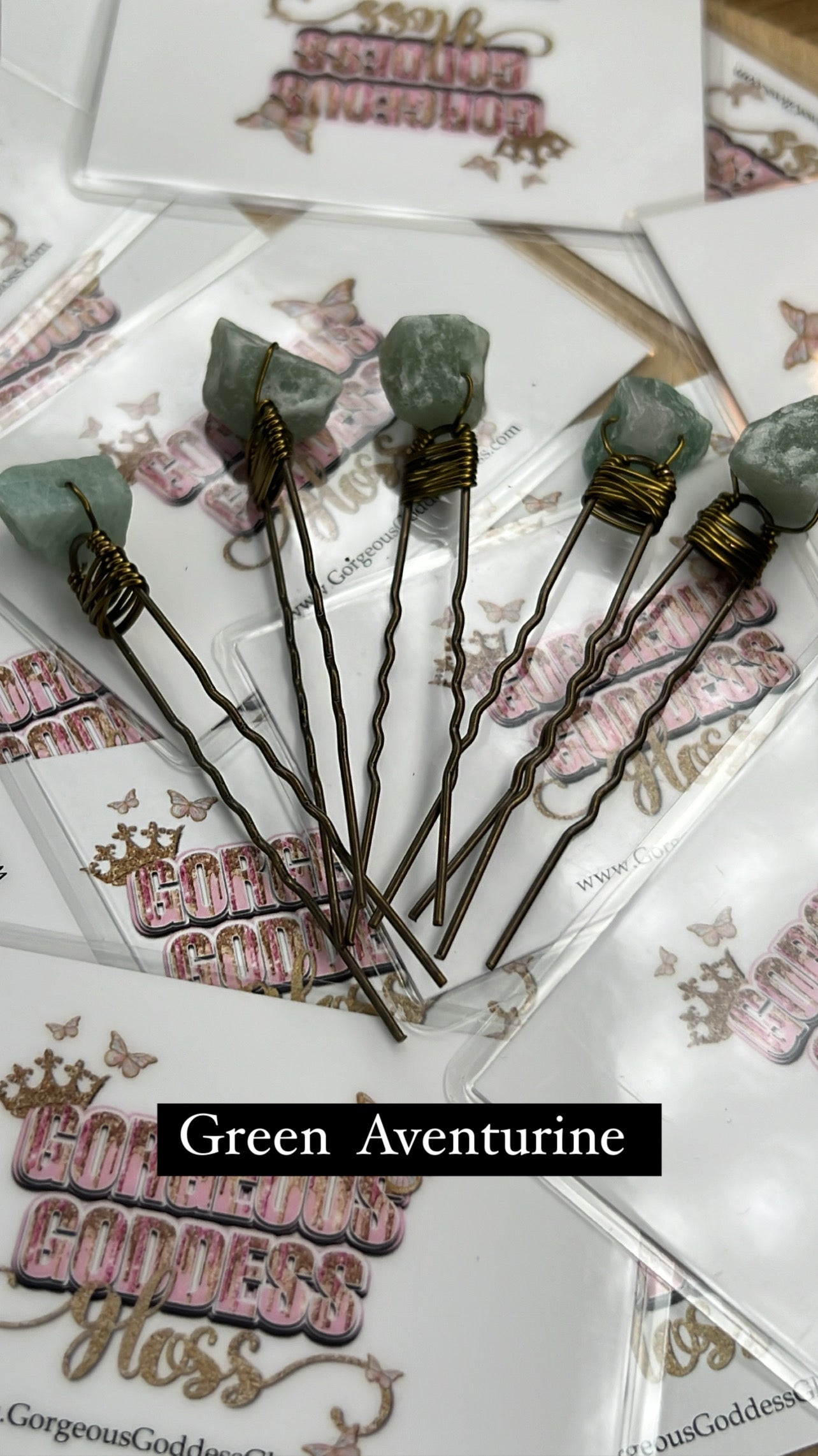 Green Aventurine Crystal Bobby  Hair Pin