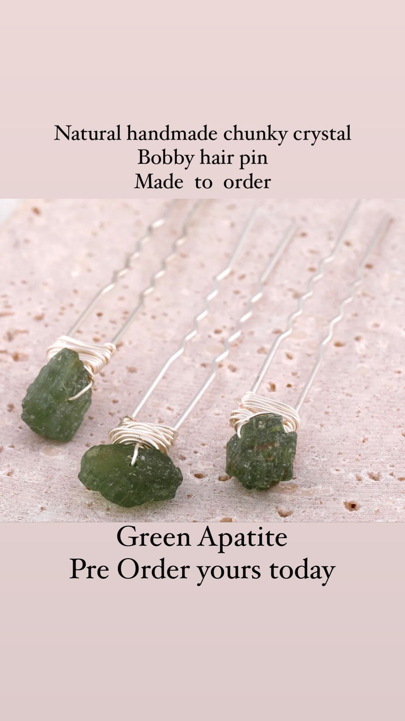 Green Apatite Crystal Bobby  Hair Pin