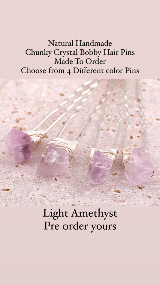 Light  Amethyst  Crystal Bobby  Hair Pin