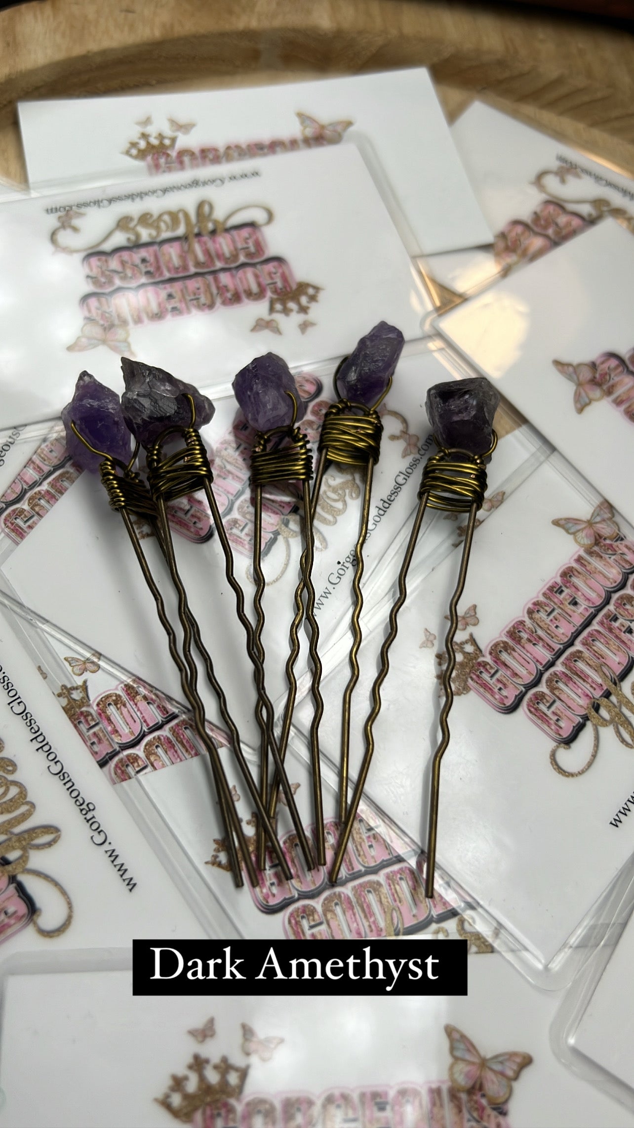 Dark Amethyst  Crystal Bobby  Hair Pin