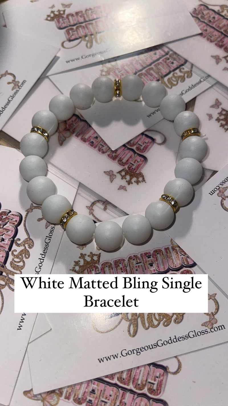 White Bling Matted Single Bracelet