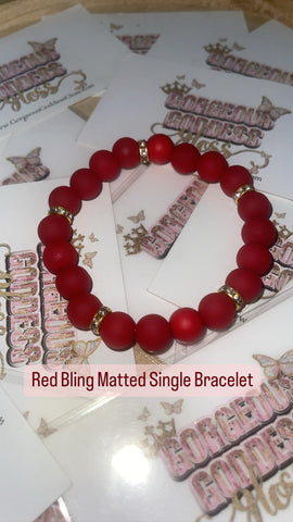 Red Bling Single Matted Bracelet