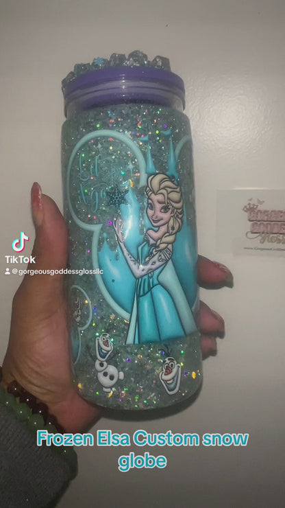 Frozen Elsa  Custom Snowglobe Cup 20oz (AS PHOTO)