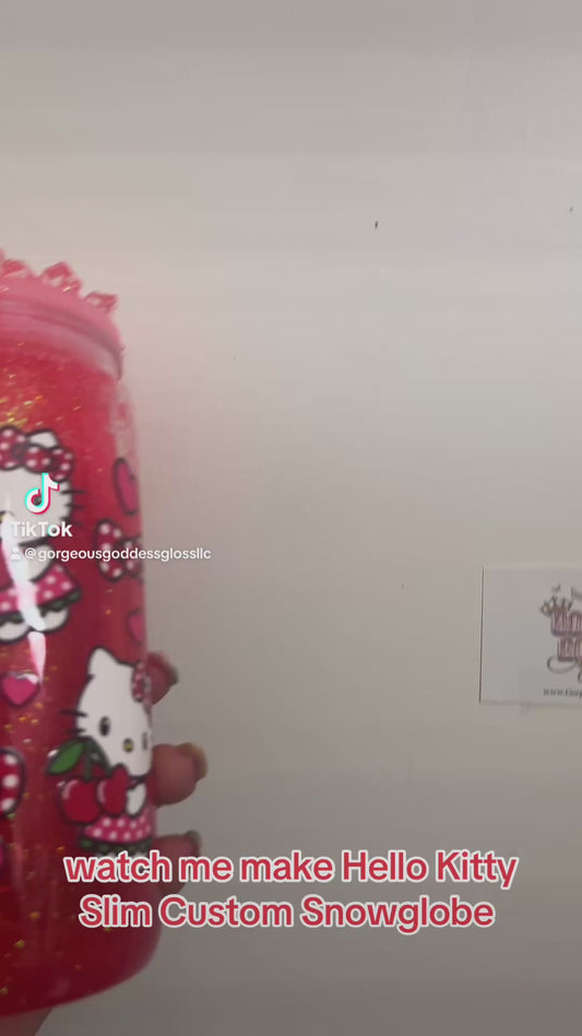 H K Glitter Slim Custom Snowglobe Cup 20oz (AS PHOTO)