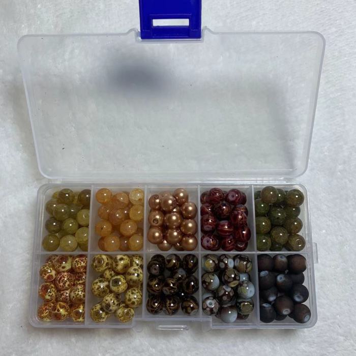 Brown 8mm glass beadbox set(200pcs)