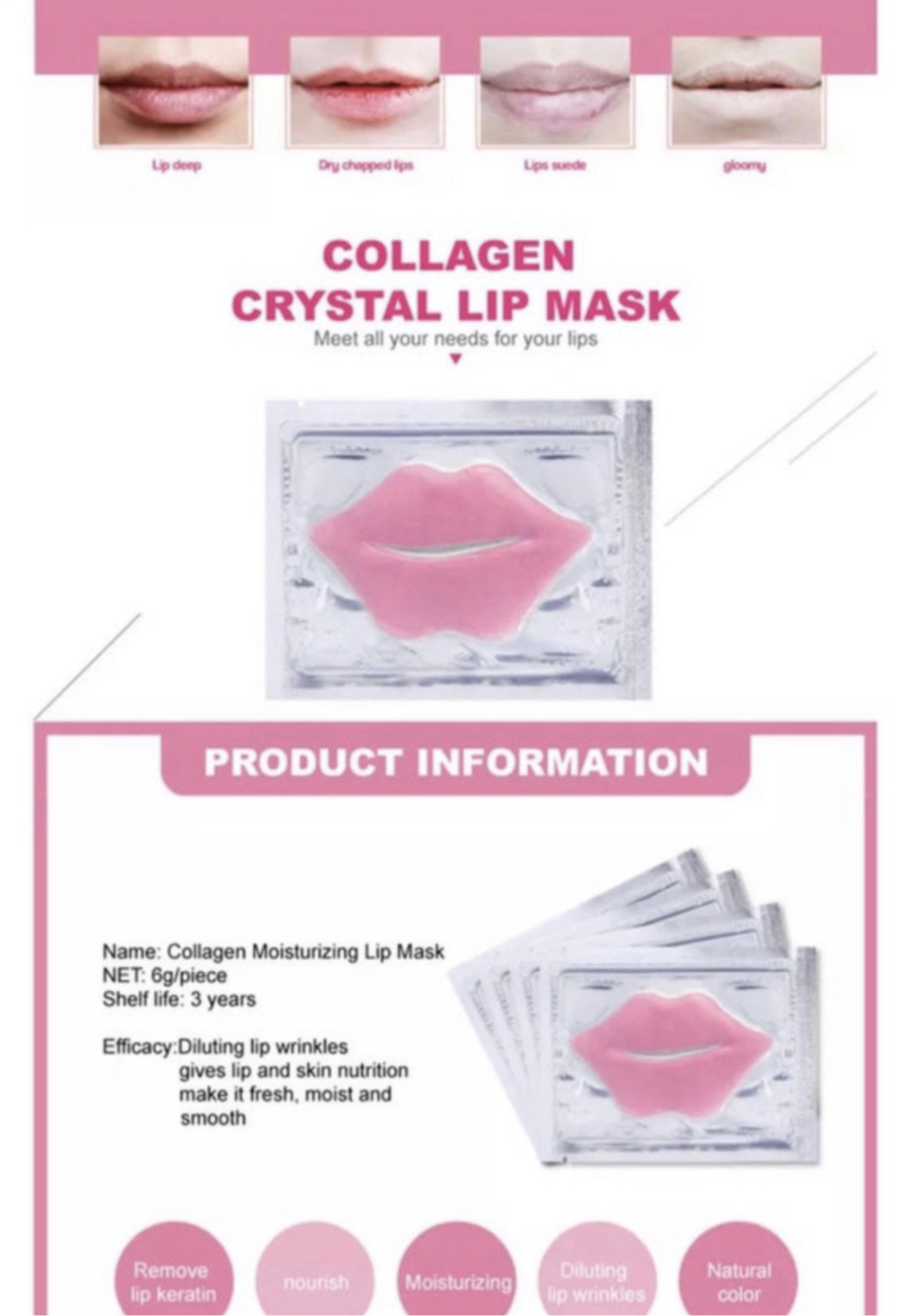 Gel Collagen hydration lip mask and infused Aloe Vera