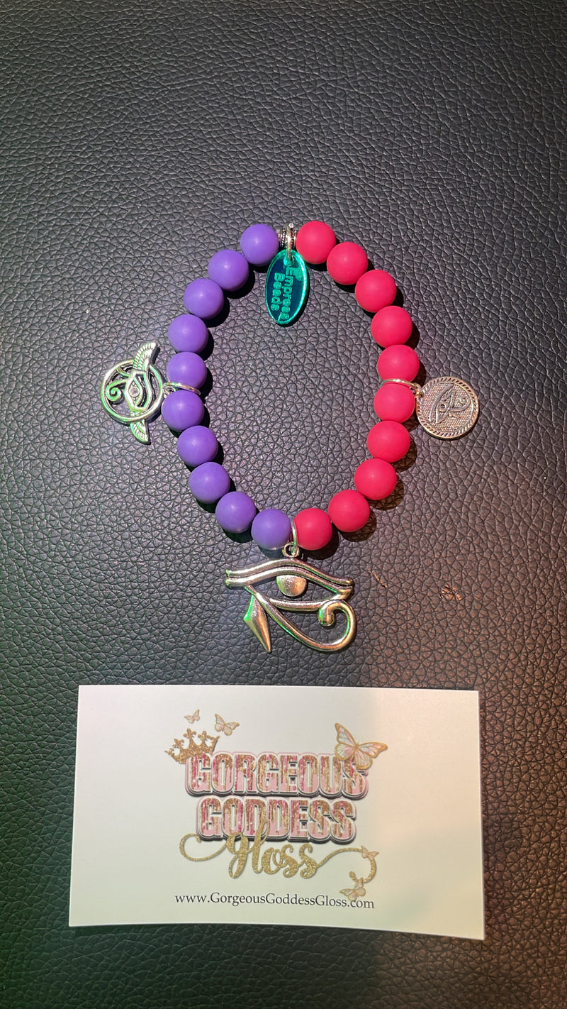 Purple & Pink Tripple Eye of Horus two tone charm bracelets