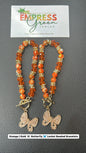 Orange / Gold XL Butterfly Locket Beaded Bracelet 1pcu