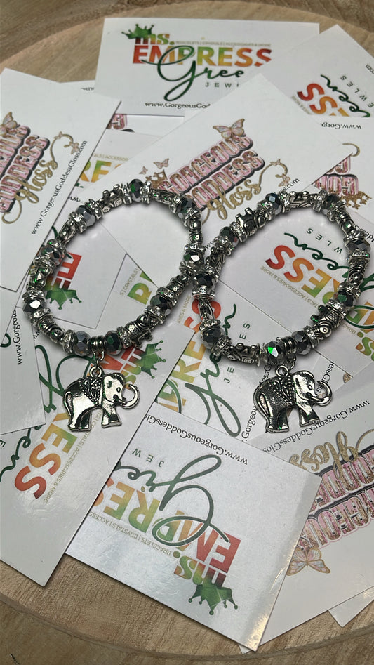 Mama Silver  Elephant  & 8 Babies Fancy  Bracelet