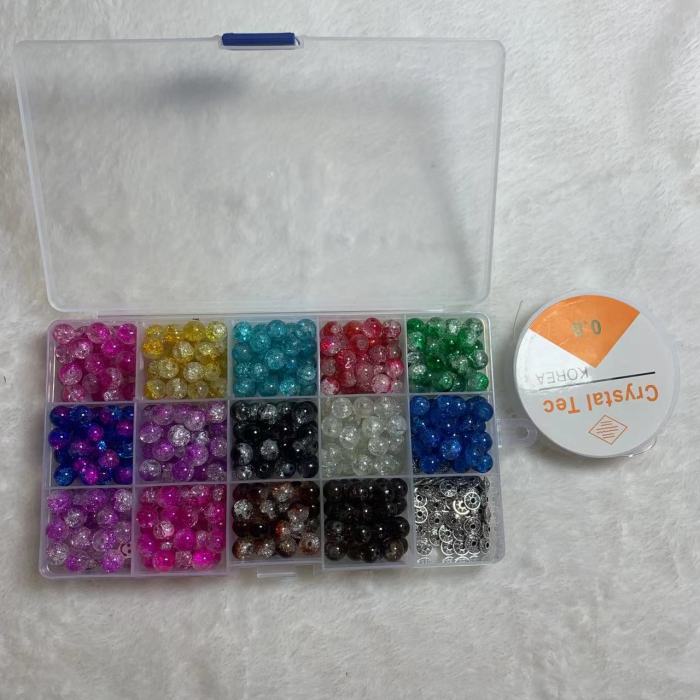 Crackle 8mm glass beadbox set(350pcs)
