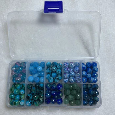 Blue 8mm glass beadbox set(200pcs)