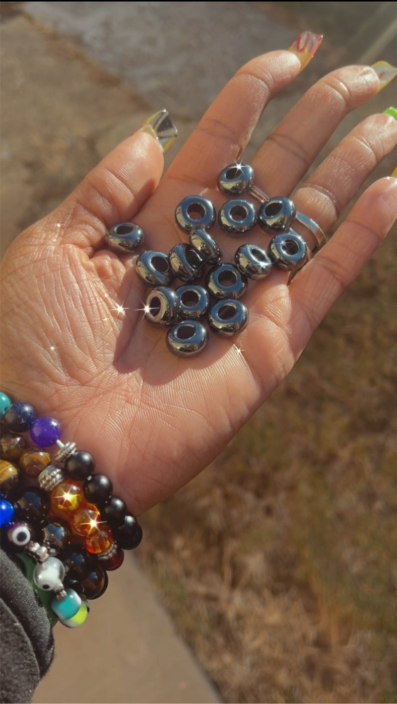 Hematite Crystal Hair Beads, Loc Beads, Protection Hair Beads, Energy Beads