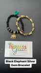 Black Elephant Gold Gem Bracelet Set