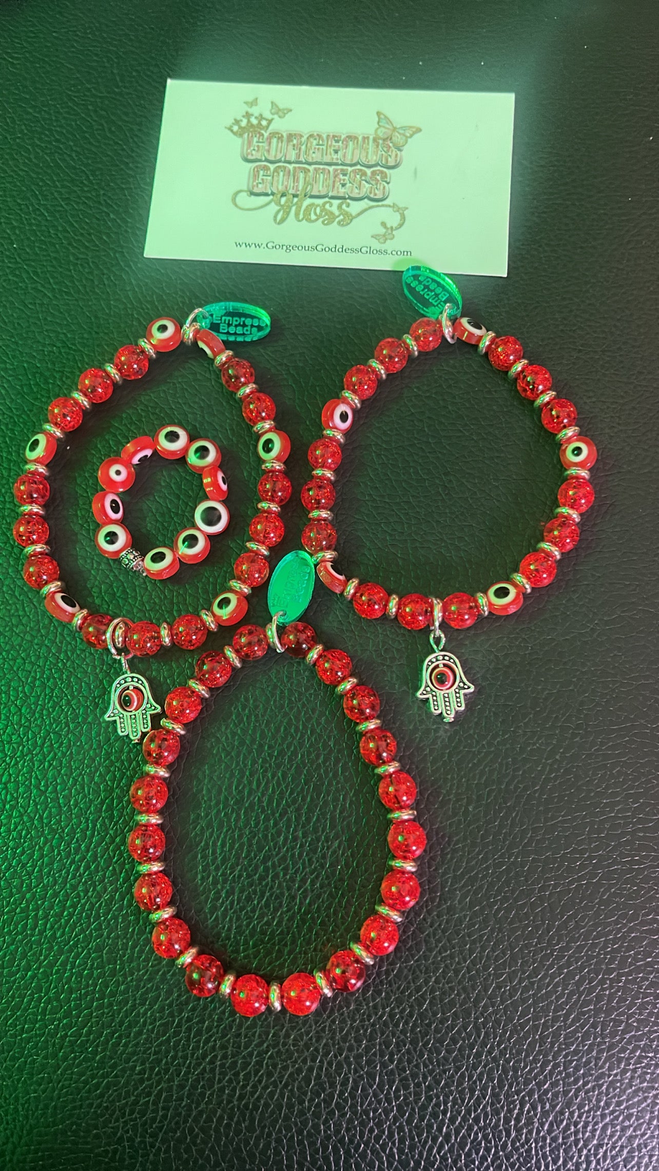 Red Crackle Evil Eye 🧿 Set