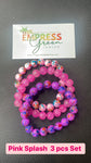 Pink Splash 3 pcs Beaded Bracelets Set