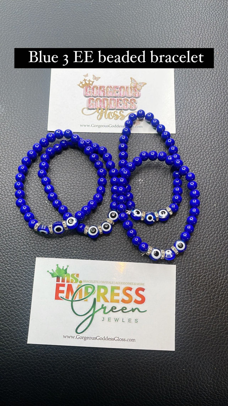 Blue 3 EE Beaded Bracelets