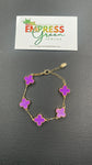 Purple & Gold Dainty Four Leaf Clover 🍀 Charm Clasp Bracelet