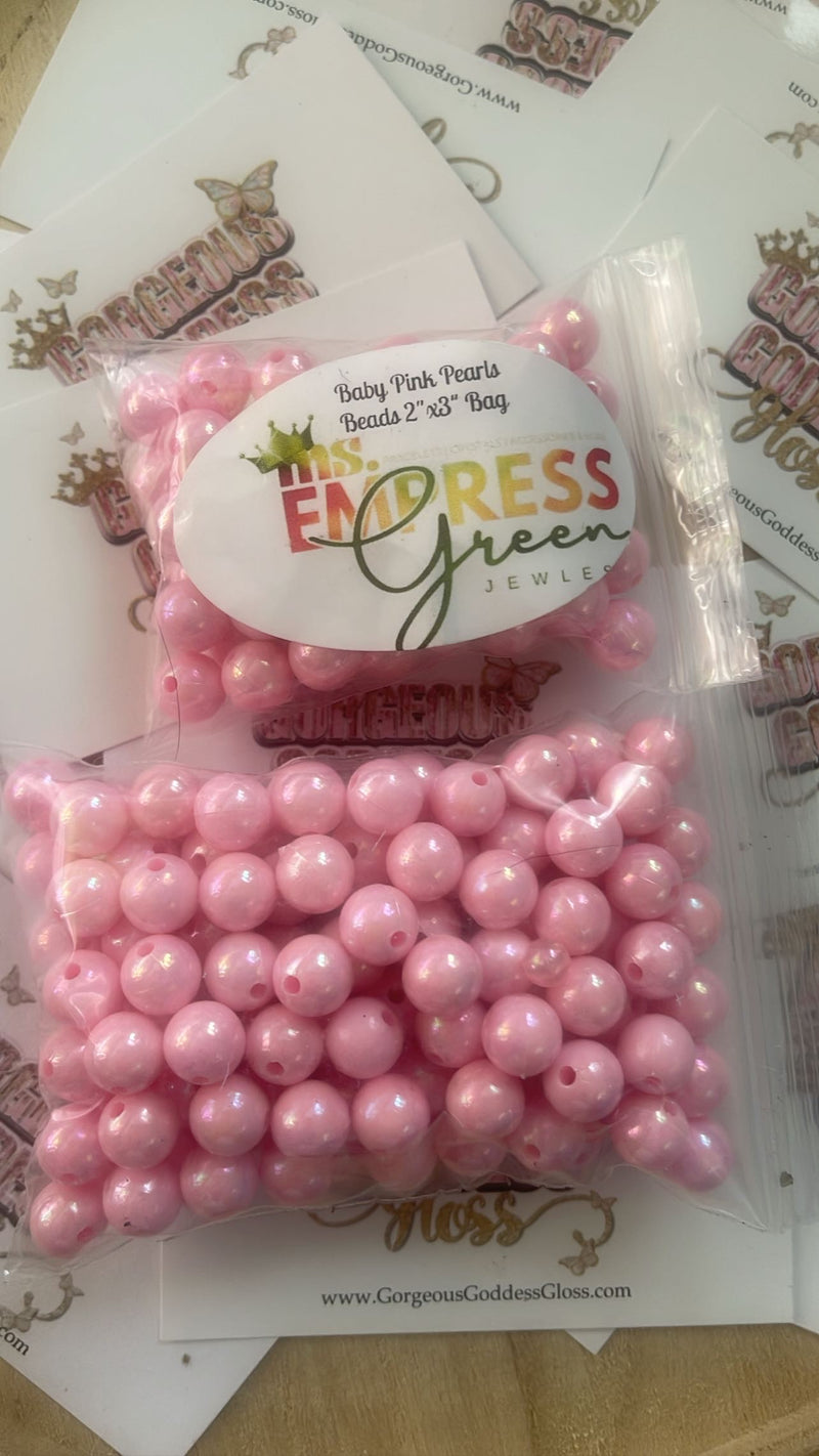 Baby Pink Pearls Beads Bags 8mm