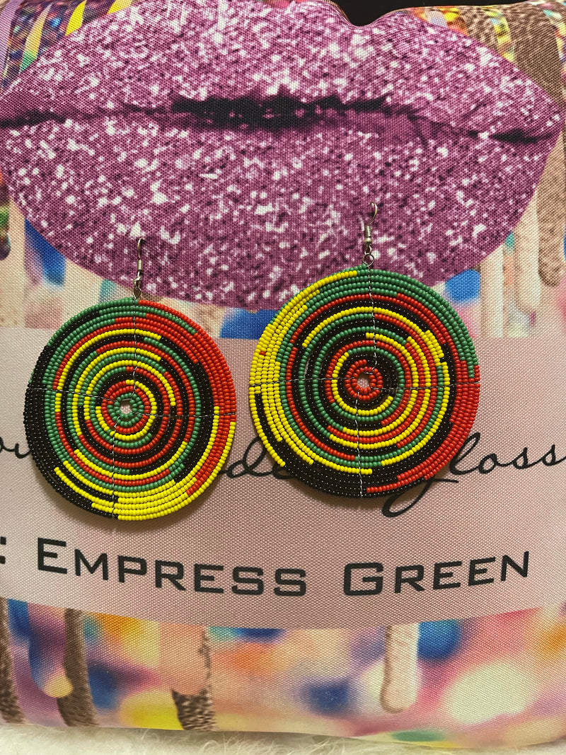 Rasta circle Swirl  beads earrings