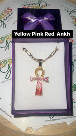 Yellow Pink Red Ankh Necklace