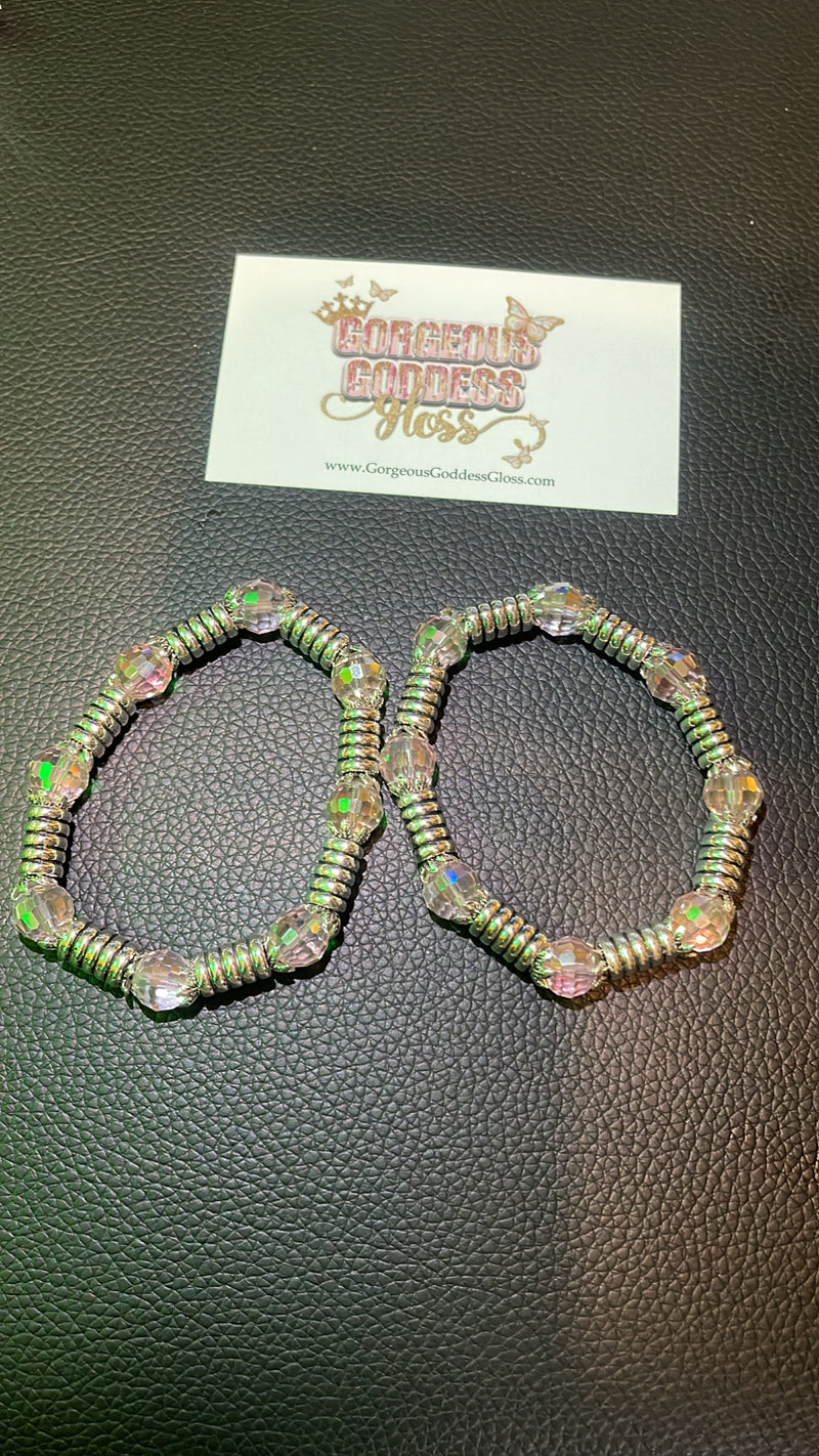 Light Pink Silver Spirals bracelet