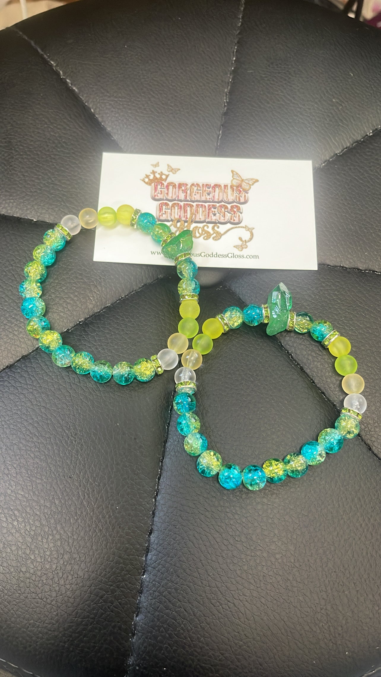 Mint Luster Crackle bracelets