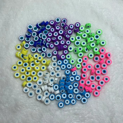 clay evil eye bead 10mm polymer(40pcs)