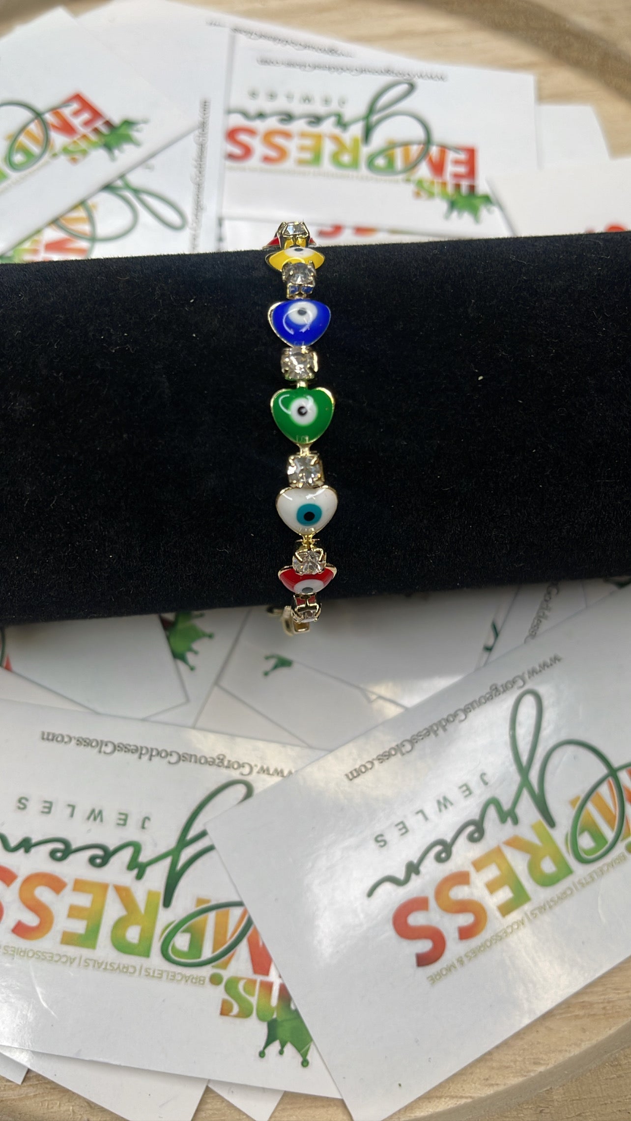 Multiple Color Heart Evil Eye Gold Tennis Bracelets