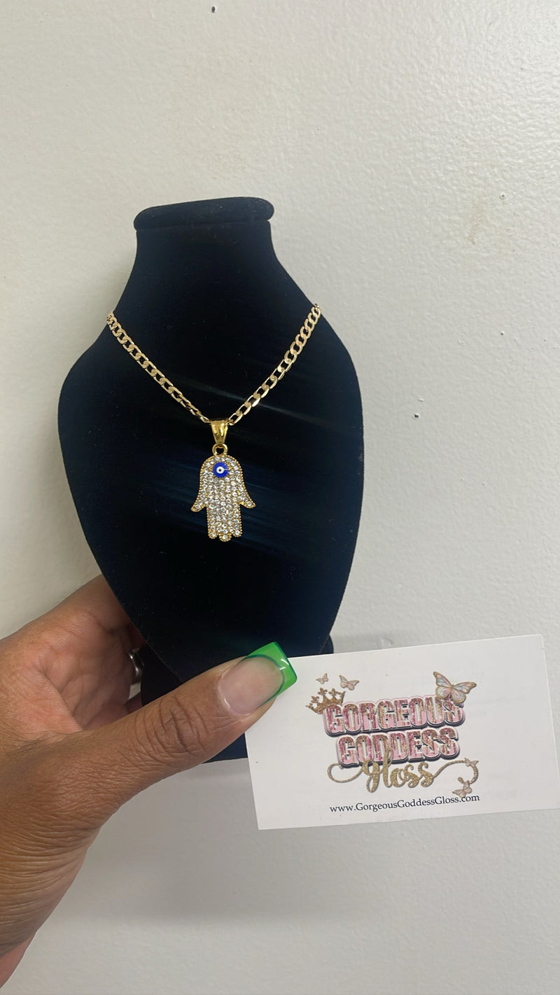 Gold Hands Charm Necklace