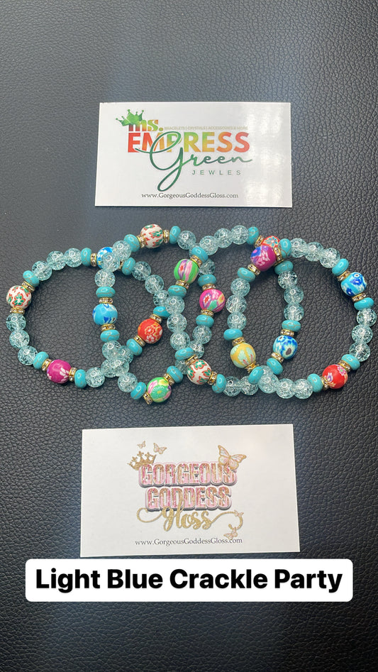 Light Blue Crackle Party Bracelets 1pc